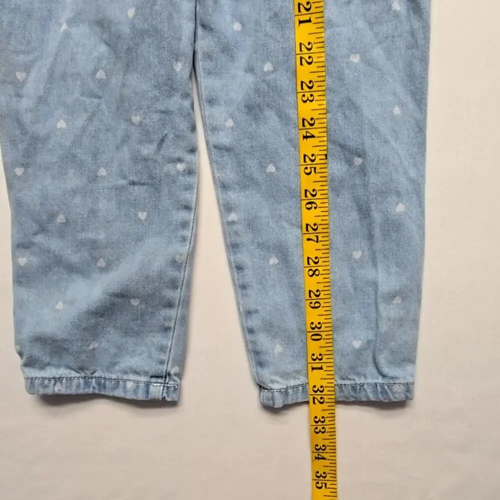 OshKosh B'gosh Heart Print Denim Overalls Light Blue Kids 4T Bibs